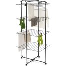 A négy szinten elhelyezkedő szárítófelületen akár három teljes mosógépnyi ruha is kényelmesen elfér, minimális alapterületet foglalva.