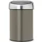 Brabantia Touch Bin nyomófedeles szemetes, 3L, acél platinaszürke test, rozsdamentes selyem fedő