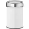 Brabantia Touch Bin nyomófedeles szemetes, 3L, acél fehér test, rozsdamentes fényes fedő