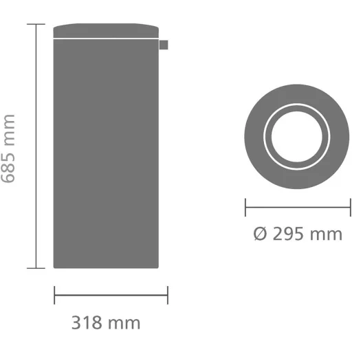 Brabantia Flame Guard önoltó papírkosár fém kosárral, 30L, rozsdamentes, selyem