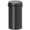 Brabantia Touch Bin nyomófedeles szemetes, 60L, matt fekete acél test, matt fekete fedő
