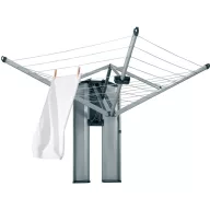   Brabantia Wallfix fali, összecsukható kültéri ruhaszárító, 24m - 4 kar, UV-álló szárítókötél, időjárásálló, zárható acél burkolattal, metál szürke