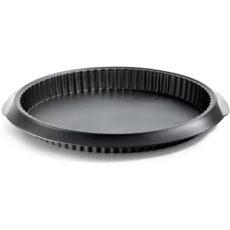   Lékué Silicone Quiche Mould quiche és lepény sütőforma, D=28cm, platina szilikon, fekete
