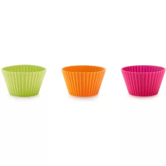   Lékué Set of 6 Silicone Big Muffin Cases óriás muffin sütőforma 6db-os szett, D=10cm, platina szilikon, többszínű