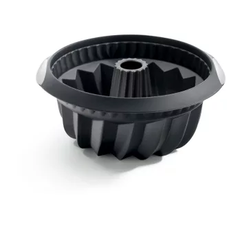   Lékué Deep Savarin Cake Mould mély savarin és kuglóf sütőforma, 220mm 2.4L, platina szilikon, fekete