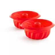  Lékué mini kuglóf sütőforma szett, 2db-os, D=15cm, platina szilikon, piros