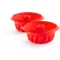 Lékué Silicone Mini Savarin Moulds 2 darabos mini kuglóf sütőforma szett, D=15cm, platina szilikon, piros