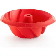   Lékué spirálos savarin és kuglóf sütőforma, D=20cm 1L, platina szilikon, piros