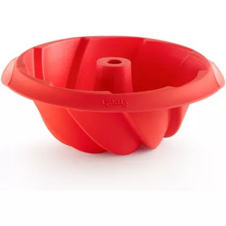   Lékué Spiral Savarin Cake Mould spirálos savarin és kuglóf sütőforma, D=20cm 1L, platina szilikon, piros