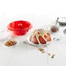 Lékué spirálos savarin és kuglóf sütőforma, D=20cm 1L, platina szilikon, piros