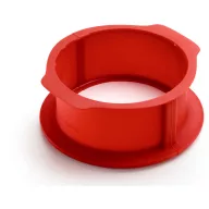   Lékué kapcsos Charlotte tortaforma kerámia aljjal, D=18cm, 2L, platina szilikon és kerámia, piros