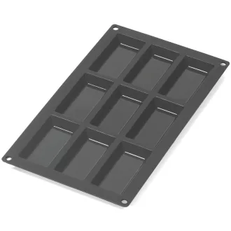   Lékué Silicone Financier Mould 9db-os financier és mini sütemény forma, platina szilikon, fekete