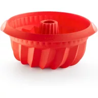   Lékué mély savarin és kuglóf sütőforma, D=22cm, 2,4L, platina szilikon, piros