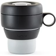Lékué Mug to Go utazó kávésbögre fogantyúval, 350ml, műanyag, szürke
