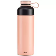   Lékué Insulated Bottle To Go duplafalú termosz 500ml hideg és forró italokhoz, szűrőbetéttel, r.m. acél, korall