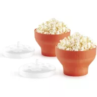 Lékué Mini Microwave Popcorn Maker 2 darabos mini mikróhullámú popcorn készítő szett, 2x0.7L, platina szilikon, piros