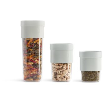   Lékué Flip Storage Food Container Set 3 darabos bővíthető élelmiszertároló szett, 1.6L/0.85L, műanyag, áttetsző/zöld