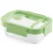Lékué Glass Container Rectangular téglalap alakú légmentes üveg ételtároló doboz, 370ml, üveg és platina szilikon, zöld
