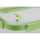 Lékué Glass Container Rectangular téglalap alakú légmentes üveg ételtároló doboz, 1,05L, üveg és platina szilikon, zöld