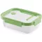 Lékué Glass Container Rectangular téglalap alakú légmentes üveg ételtároló doboz, 1,52L, üveg és platina szilikon, zöld