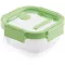Lékué Glass Container Square négyzetes légmentes üveg ételtároló doboz, 520ml, üveg és platina szilikon, zöld
