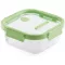 Lékué Glass Container Square négyzetes légmentes üveg ételtároló doboz, 1,1L, üveg és platina szilikon, zöld