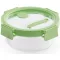 Lékué Glass Container Round kerek légmentes üveg ételtároló doboz, 650ml, üveg és platina szilikon, zöld
