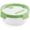 Lékué Glass Container Round kerek légmentes üveg ételtároló doboz, 950ml, üveg és platina szilikon, zöld