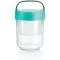 Lékué Jar To Go hordozható uzsonnás pohár belső rekesszel, 400ml, műanyag és platina szilikon, áttetsző/türkiz