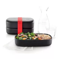 Lékué LunchBox To Go Black Limited Edition dupla emeletes uzsonnásdoboz szett, 2x500ml, műanyag, fekete