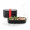 Lékué LunchBox To Go Black Limited Edition dupla emeletes uzsonnásdoboz szett, 2x500ml, műanyag, fekete