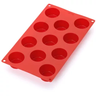   Lékué Silicone Mini Muffins Mould mini muffin sütőforma, 11db muffinhoz, tapadásmentes, platina szilikon, piros