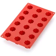   Lékué mini cannelé sütőforma, 18db süteményhez, tapadásmentes, platina szilikon, piros