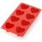 Lékué Silicone Heart Mould szív alakú sütőforma, 8db süteményhez, tapadásmentes, platina szilikon, piros