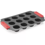   Lékué tapadásmentes mini muffin sütőforma, 12db muffinhoz, acél, platina szilikon, szürke