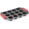 Lékué tapadásmentes mini muffin sütőforma, 12db muffinhoz, acél, platina szilikon, szürke