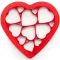 Lékué Puzzle Hearts Cookie Cutter 12 adagos szív alakú puzzle sütemény kiszúró, műanyag, piros