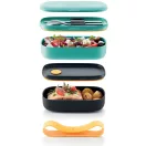 Lékué LunchBox To Go dupla emeletes uzsonnásdoboz szett, 2x500ml, mikrózható, műanyag, fekete és türkiz