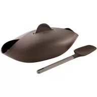 Lékué kenyérsütő szett, oldalsó nyílások a levegő keringéséért, spatulával, platina szilikon, barna