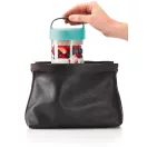 Lékué Jar To Go hordozható uzsonnás pohár belső rekesszel, 600ml, mikrózható, műanyag és platina szilikon, áttetsző/türkiz