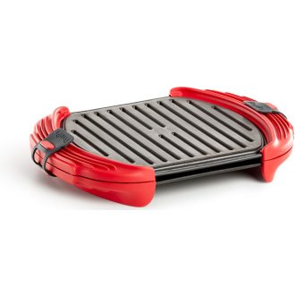   Lékué Microwave Grill XL mikrohullámú grillsütő XL (3-4 adag), acél és szilikon, szürke