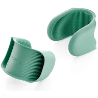   Lékué mini konyhai edényfogó kesztyű pár mikrohullámú és Air Fryer sütőkhöz, redőzött felülettel, platina szilikon, zöld