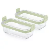   Lékué téglalap üveg sütőtál szett Air Fryerbe, 2db-os, fogantyúval, 20x9x9.5 cm, zöld