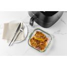 Lékué négyzetes üveg sütőtál Air Fryerbe, fogantyúval, 18.5x9.5x17.5 cm, zöld