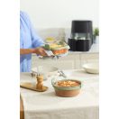 Lékué négyzetes üveg sütőtál Air Fryerbe, fogantyúval, 18.5x9.5x17.5 cm, zöld