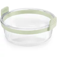   Lékué kerek üveg sütőtál Air Fryerbe, platina szilikon fogantyúval, 20.5x10x19.5cm, zöld