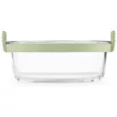 Lékué kerek üveg sütőtál Air Fryerbe, platina szilikon fogantyúval, 20.5x10x19.5cm, zöld